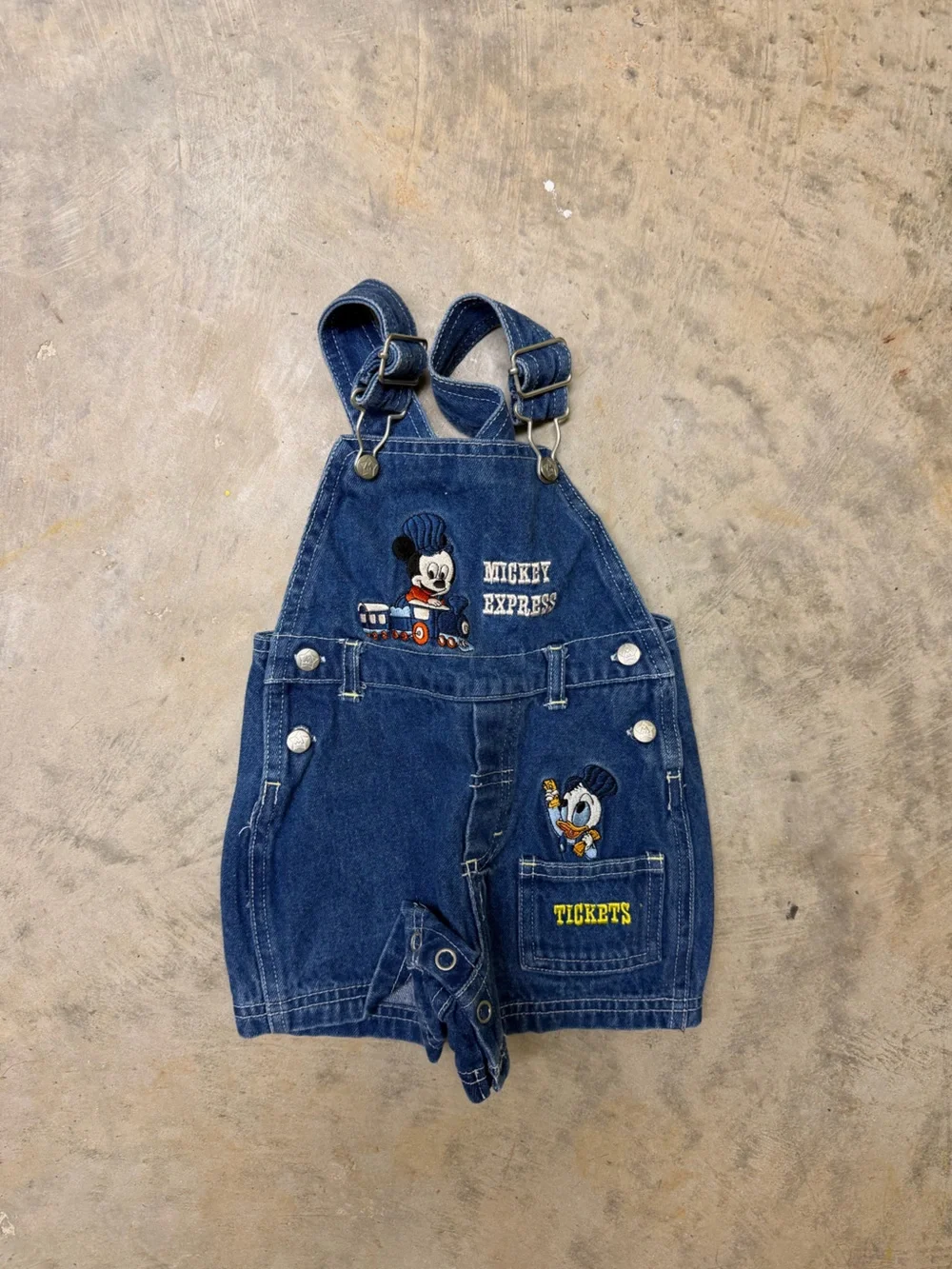 OshKosh B'gosh Navy Blue Mickey Express Denim Short Overalls